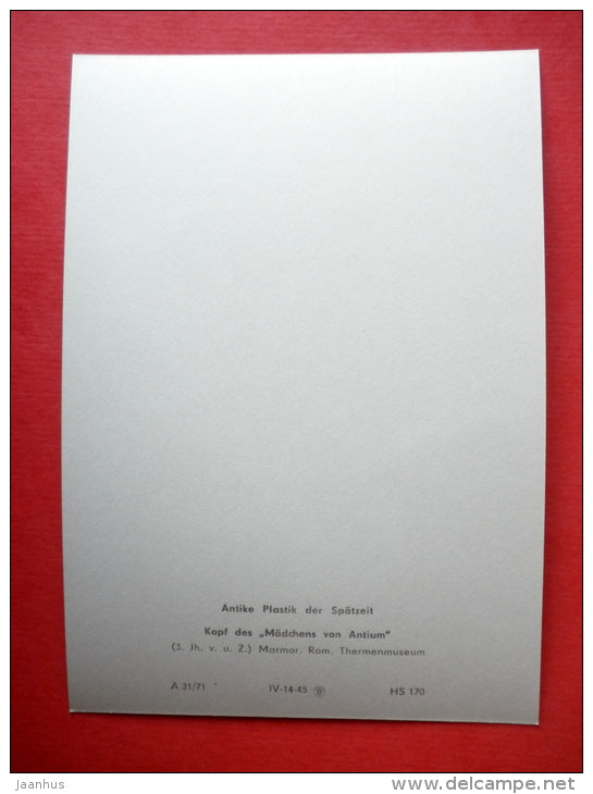 Girl of Antium - sculpture - Antique Roman Sculptures - DDR Germany - unused - JH Postcards