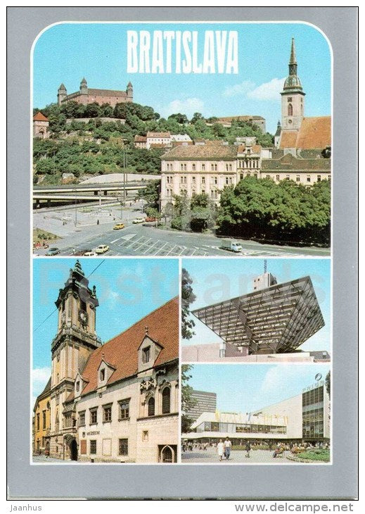 store - hotel - castle - old Town Hall - Czechoslovak Radio building - Bratislava - Czechoslovakia - Slovakia - unused - JH Postcards
