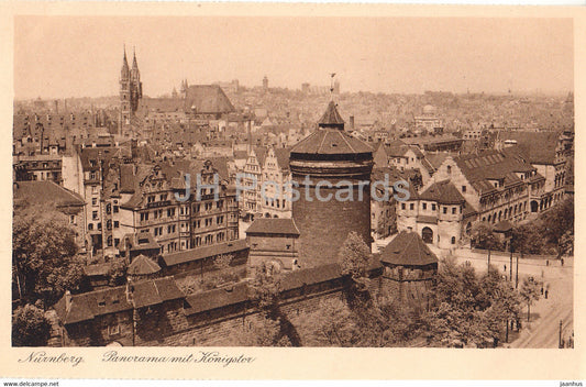 Nurnberg - Panorama mit Konigstor - 34 - old postcard - Germany - unused - JH Postcards