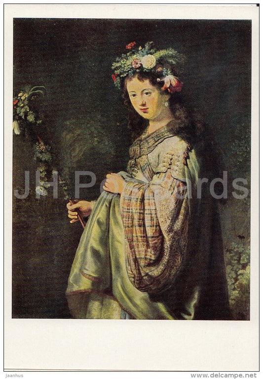 painting by Rembrandt - Flora , 1634 - Dutch art - 1967 - Russia USSR - unused - JH Postcards