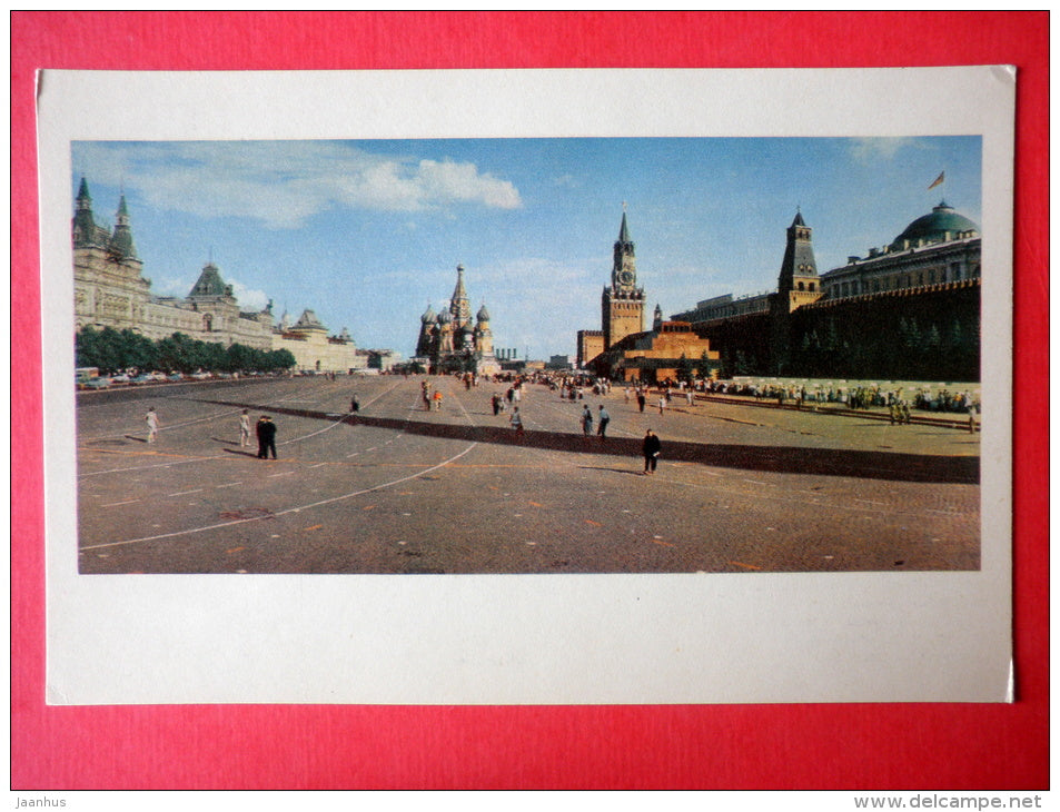 Red Square - Lenin Mausoleum - Moscow - old postcard - Russia USSR - used - JH Postcards