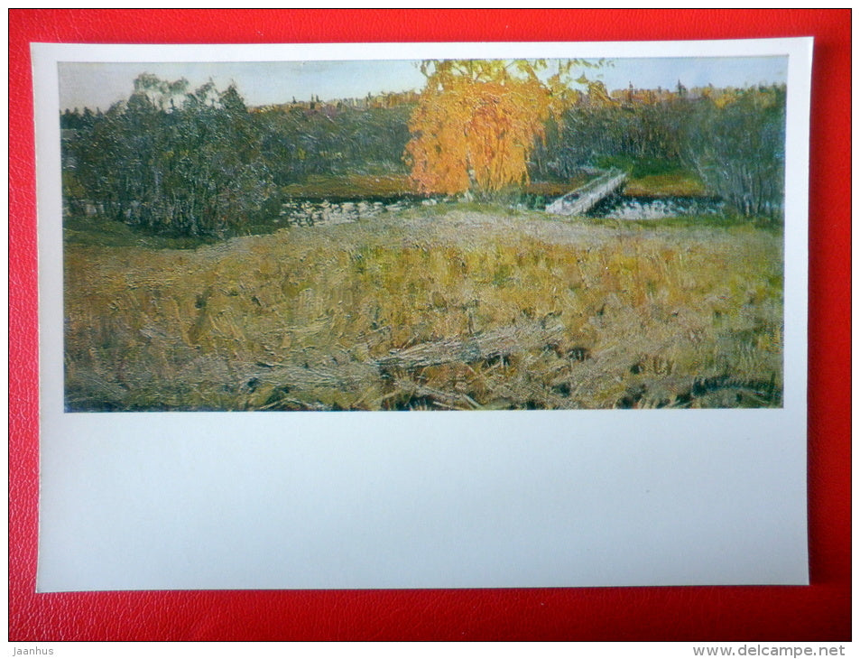 painting by N. Komissarov . Autumn Evening , 1956 - russian art  - unused - JH Postcards
