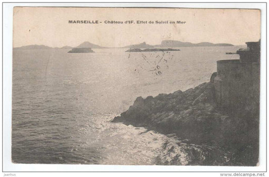 Chateau d'If effet de soleil en mer - If Castle - sent to Tsarist Russia Revel , Estonia in 1908 - France - used - JH Postcards
