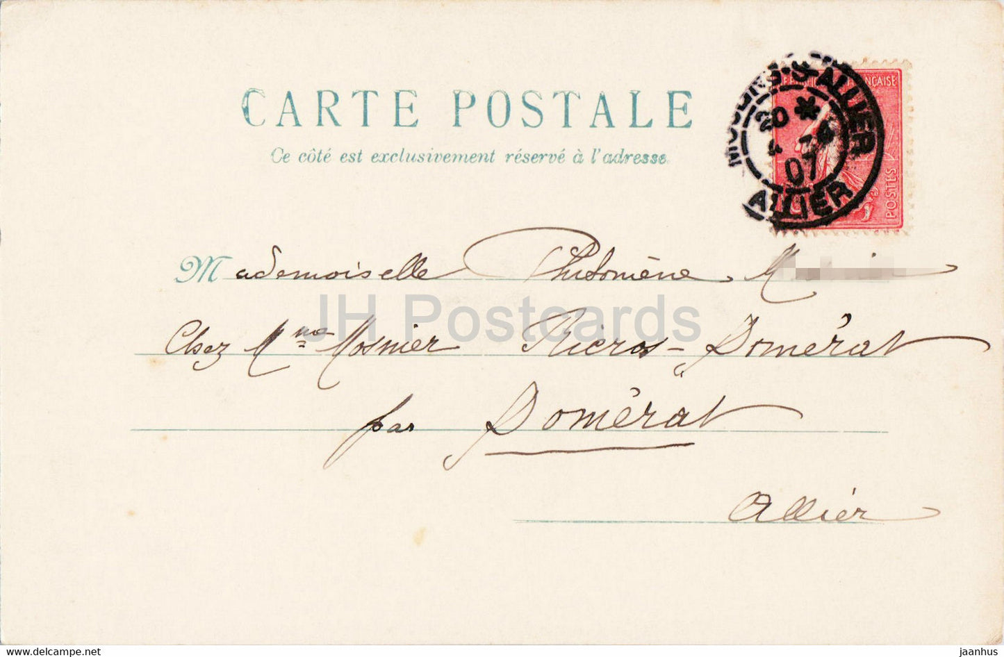Geburtstagsgrußkarte – blaue Blumen – Illustration – alte Postkarte – 1907 – Frankreich – gebraucht