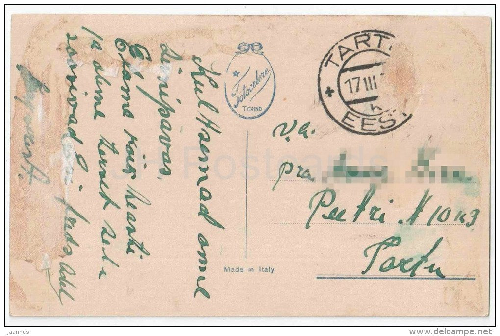 woman with horse - Fotocelere 984/1 - old postcard - circulated in Estonia - JH Postcards