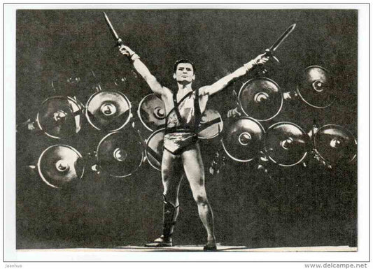 M. Lavrovsky as Spartacus - Spartacus Ballet - sword - Soviet ballet - 1970 - Russia USSR - unused - JH Postcards