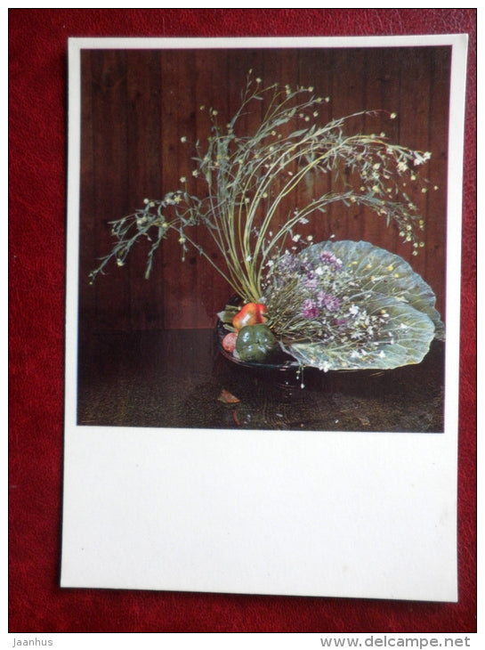 Greeting card - composition - plants - 1984 - Estonia USSR - used - JH Postcards