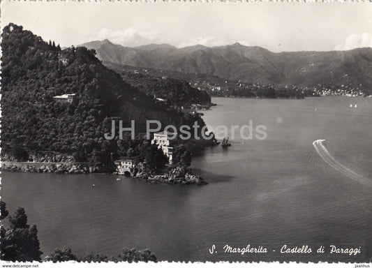 S Margherita - Castello di Paraggi - castle -  old postcard - 1956 - Italy - used - JH Postcards