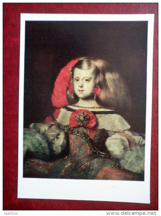 painting by Diego Velázquez - Portrait of the Infanta Margarita - spanish art - unused - JH Postcards