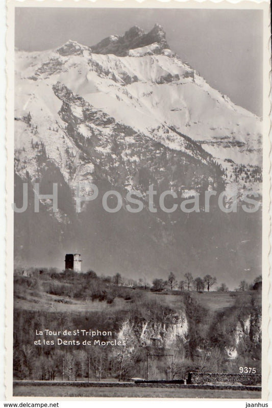 La Tour de St Triphon et les Dents de Morcles - 9375 - Switzerland - 1958 - used - JH Postcards