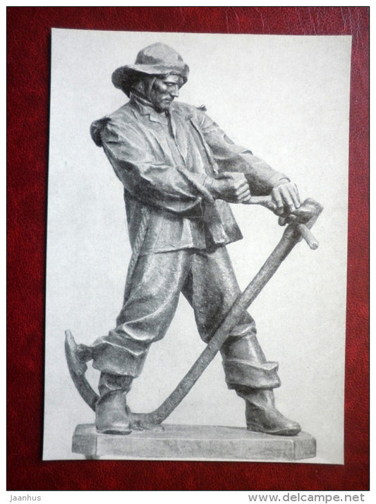 Sculpture by Lembit Tolli - Fisherman - anchor - estonian art - unused - JH Postcards