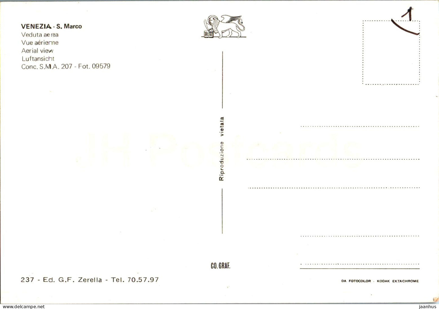 Venezia - Venice - S Marco - Veduta aerea - aerial view - 237 - Italy - used