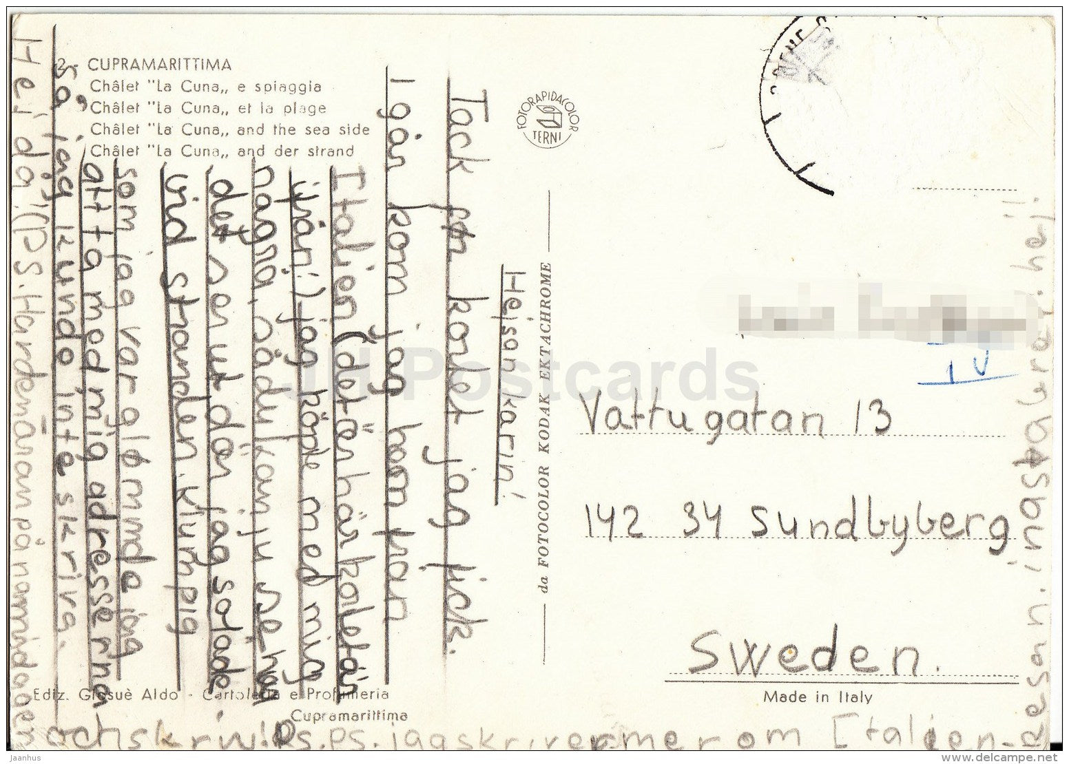 Cupramarittima - Chalet La Cuna e spiaggia - beach - Italy - Italia - used - JH Postcards