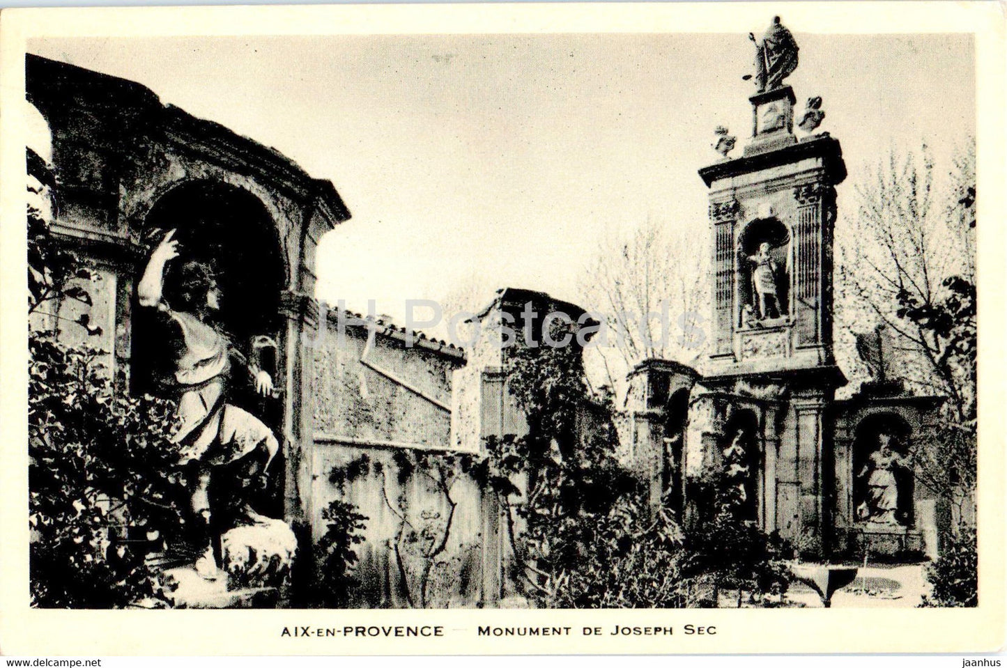 Aix en Provence - Monument de Joseph Sec - old postcard - 1921 - France - used - JH Postcards