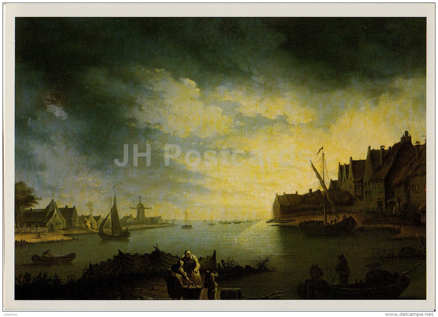 painting by F. Chernetsov - Harbor in de Hapsal (Haapsalu) - Estona - Russian art - 1984 - Russia USSR - unused - JH Postcards