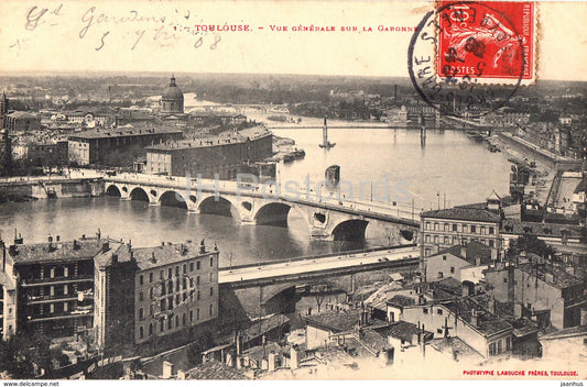 Toulouse - Vue Generale sur la Garonne - bridge - 1 - 1908 - old postcard - France - used - JH Postcards