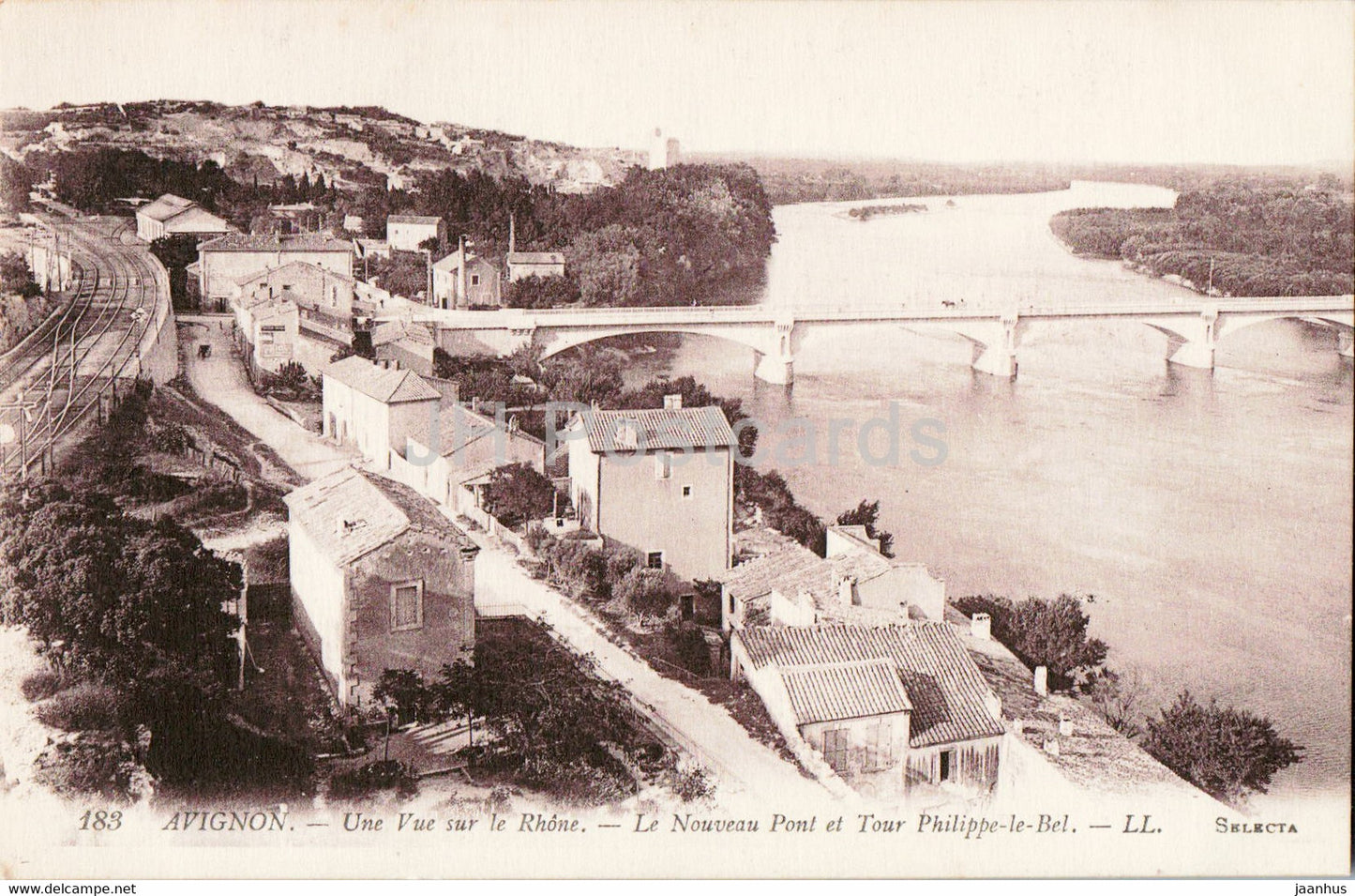 Avignon - Un vue sur Rhone - Le Nouveau Pont et Tour Philippe le Bel - bridge - 183 - old postcard - France - unused - JH Postcards