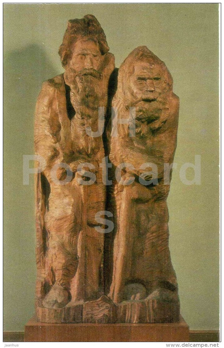 scupture by Sergey Konionkov - Brothers in Alms , 1917 - wood - russian art - unused - JH Postcards