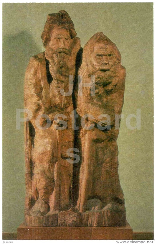 scupture by Sergey Konionkov - Brothers in Alms , 1917 - wood - russian art - unused - JH Postcards