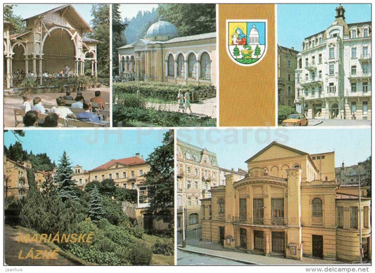 colonnade Forest source - cottage Evropa , Donbas - Marianske Lazne - Marienbad - Czechoslovakia - Czech - used 1988 - JH Postcards