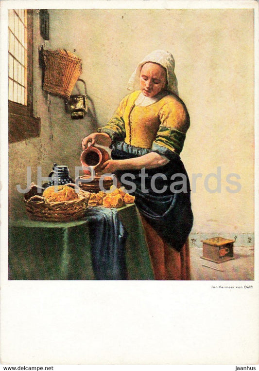 painting by Jan Vermeer Van Delft - Die Kuchenmagd - The Kitchen Maid - Dutch art - Germany - unused - JH Postcards