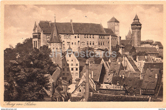 Nurnberg - Burg von Suden - old postcard - 1929 - Germany - used - JH Postcards