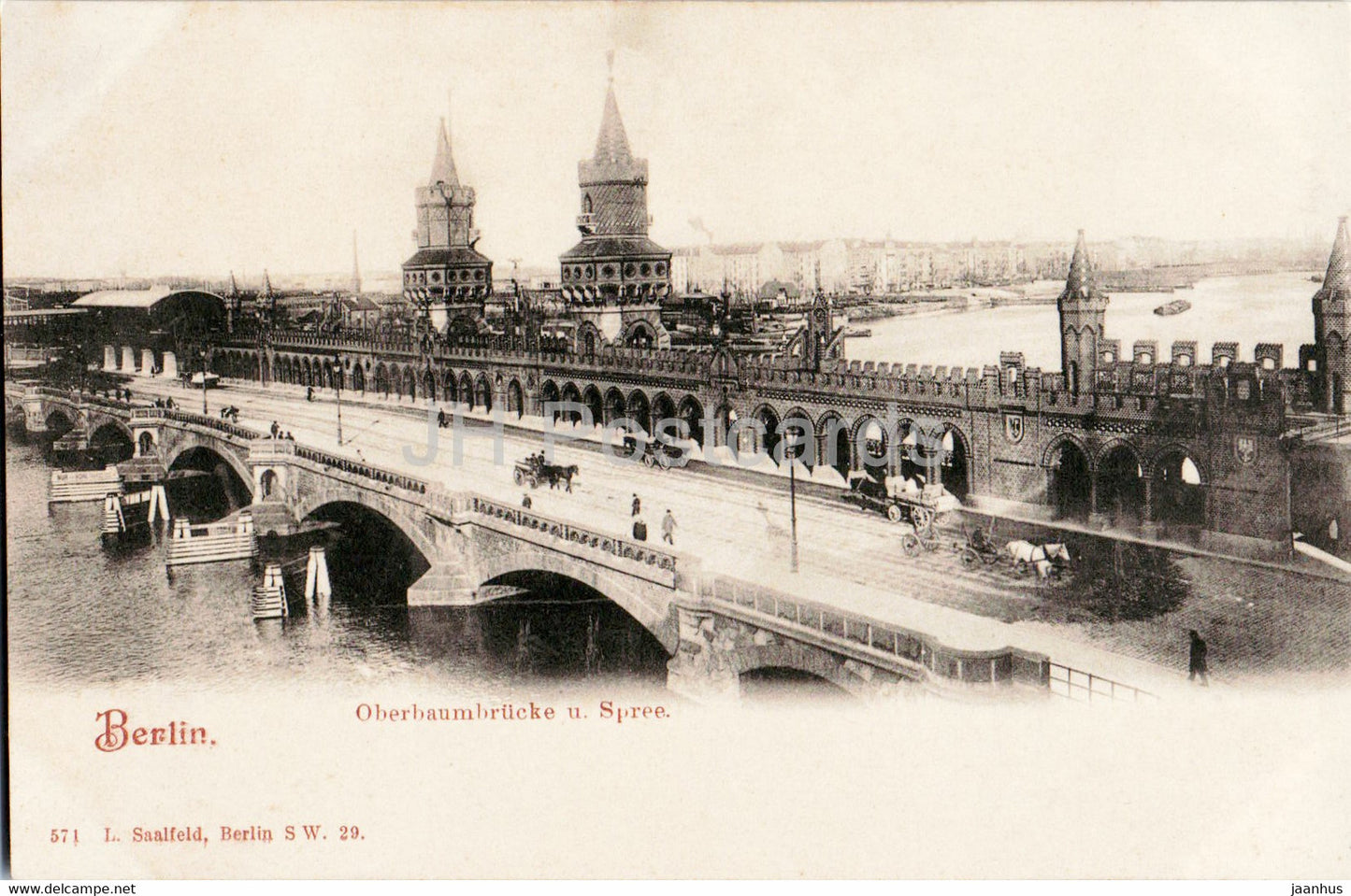 Berlin - Oberbaumbrucke u Spree - bridge - 571 - old postcard - Germany - unused - JH Postcards