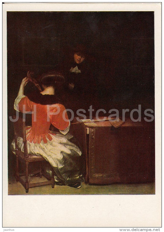 painting by Gerard ter Borch - The Music Lesson - Dutch art - Russia USSR - 1985 - unused - JH Postcards