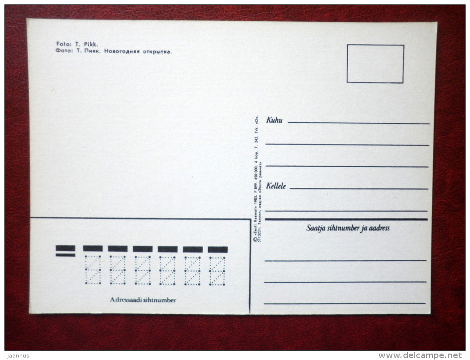 New Year Greeting card - Gingerbread - apples - 1983 - Estonia USSR - unused - JH Postcards