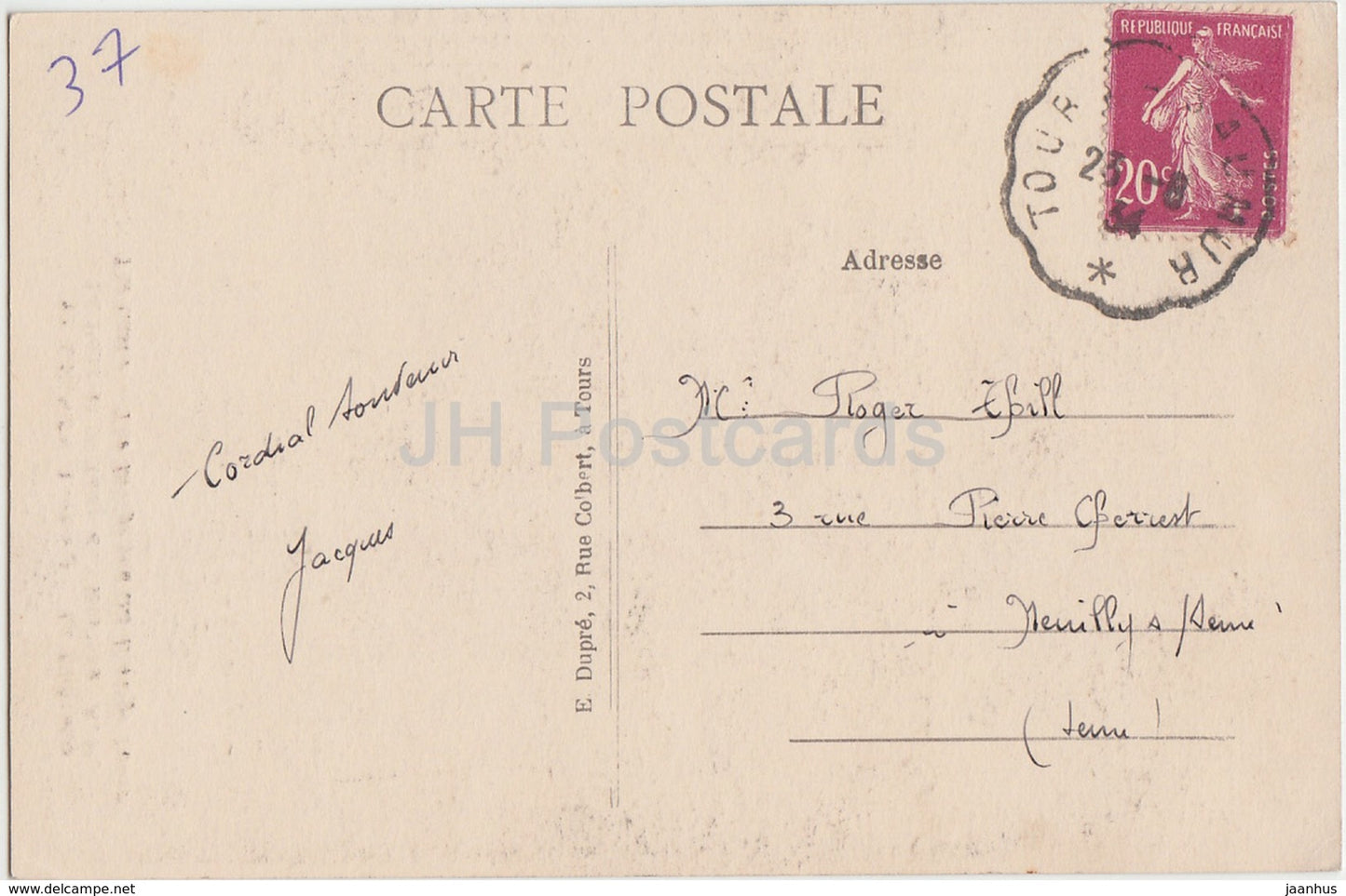 Chinon - Le Château - Le Pont et la Tour de l'Horloge - château - 32 - 1934 - carte postale ancienne - France - utilisé