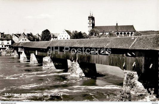 Sackingen am Hochrhein - Rheinbrucke - bridge - old postcard - Germany - unused - JH Postcards