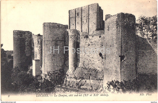 Loches - Le Donjon - cote sud est - 8  old postcard - France - unused - JH Postcards