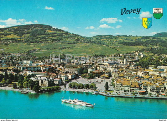 Vevey Chardonne et Mont Pelerin - Vue Aerienne - aerial view - boat - 9141 - Switzerland - unused - JH Postcards