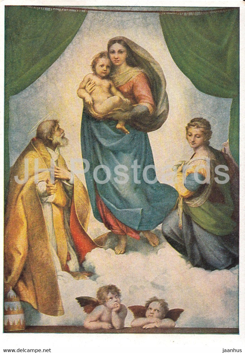 painting by Raffael - Sixtinische Madonna - Italian art - Germany - unused - JH Postcards