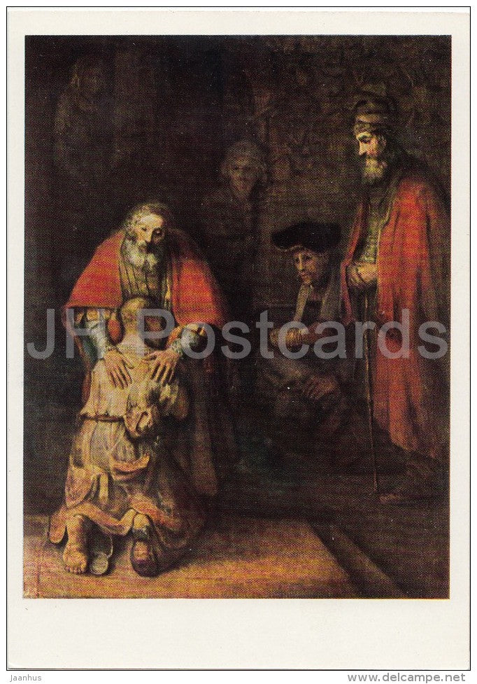 painting by Rembrandt - The Return of the Prodigal Son , 1668-69 - Dutch art - 1967 - Russia USSR - unused - JH Postcards