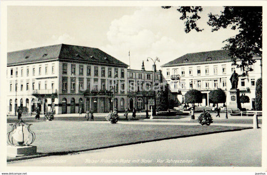 Wiesbaden - Kaiser Friedrich Platz mit Hotel Vier Jahreszeiten - 144 - old postcard - Germany - unused - JH Postcards