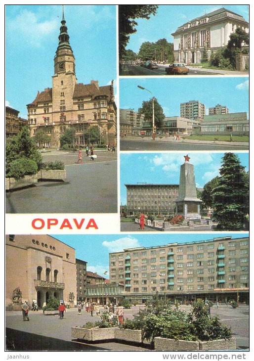 Hlaska - shopping center on Ratiborske street - monument to Red Army - Opava - Czechoslovakia - Czech - used - JH Postcards