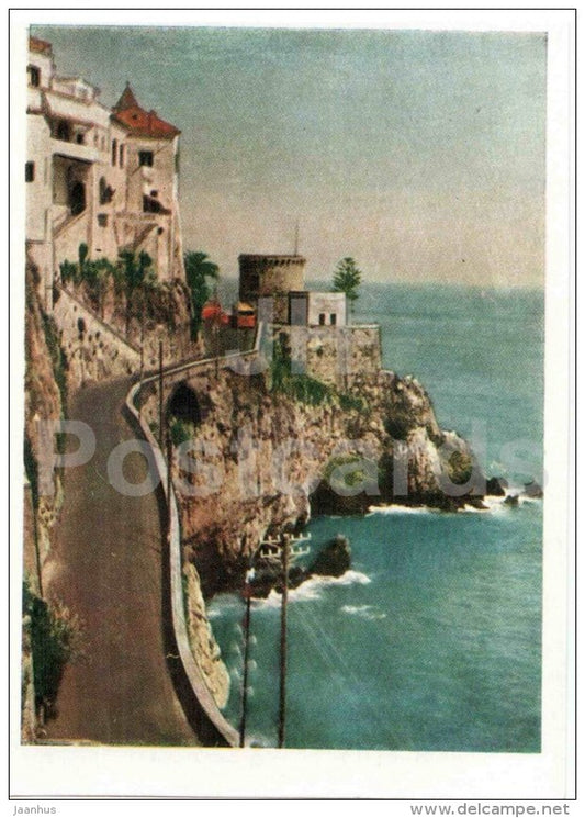 Amalfi coast - Road to Sorrento - European Views - 1958 - Italy - unused - JH Postcards