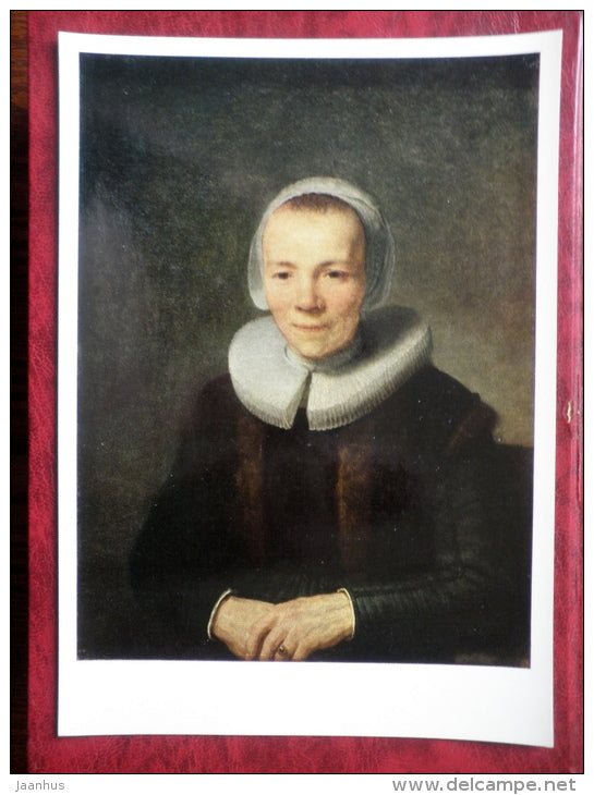 Painting by Rembrandt - Portrait of Baartjen Martens Doomer , 1640 - maxi card - dutch art - 1973 - unused - JH Postcards