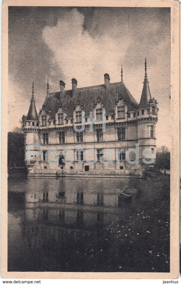Chateau d' Azay Le Rideau - Face Ouest - Le Vivier - castle - 1329 - old postcard - 1945 - France - used