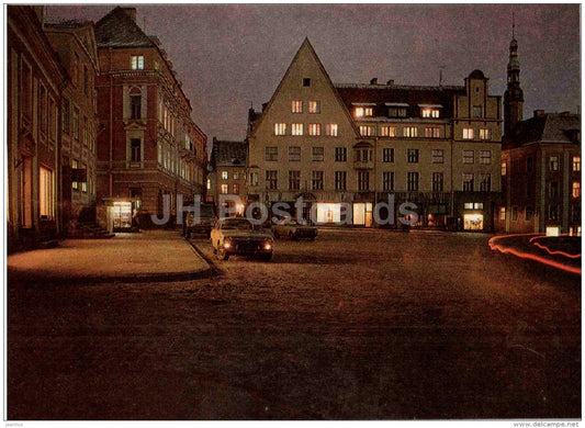 Town Hall Square at Night - Tallinn - 1985 - Estonia USSR - unused - JH Postcards