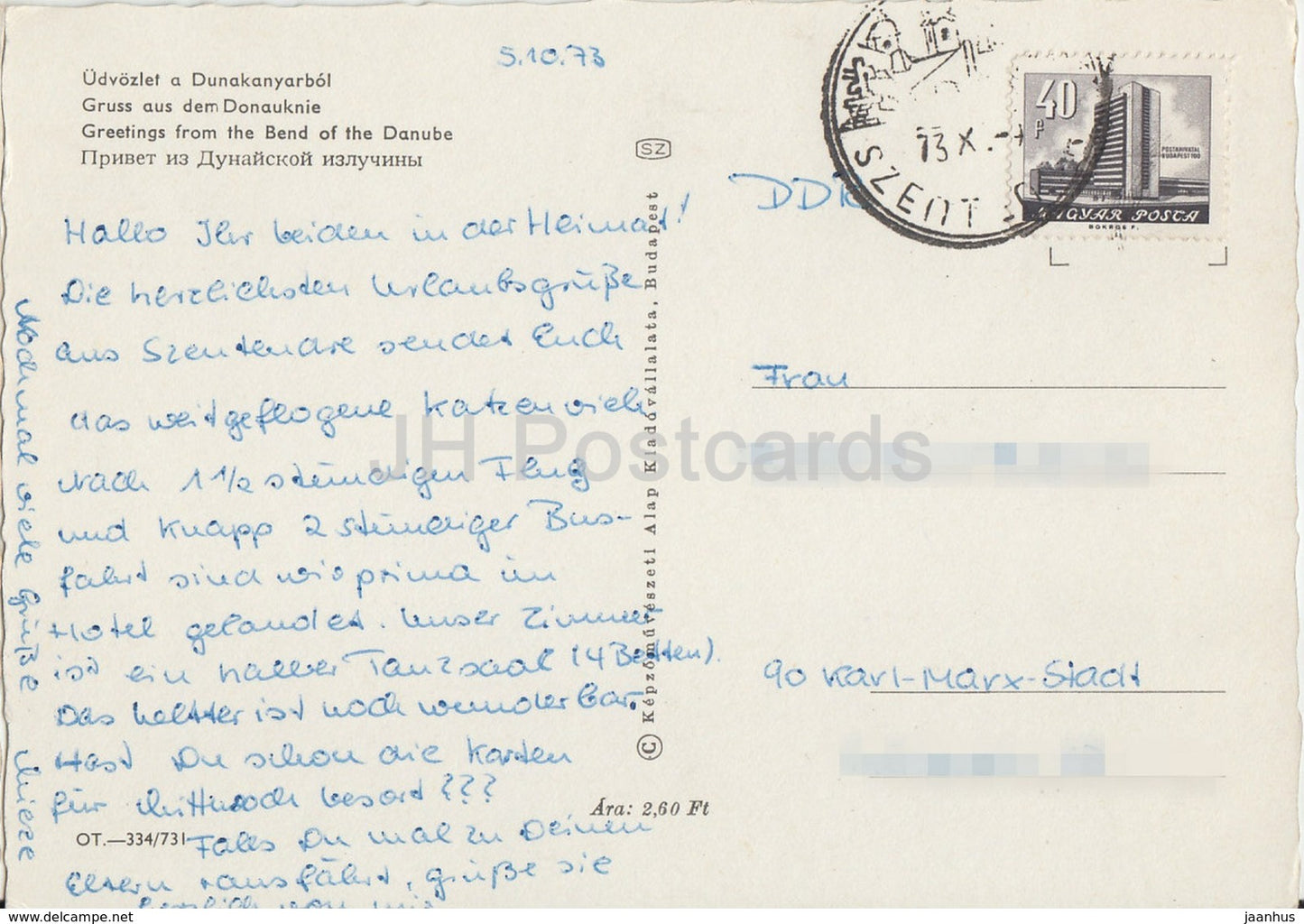 Dunakanyarbol - coude du Danube - rue - multiview - 1973 - Hongrie - utilisé