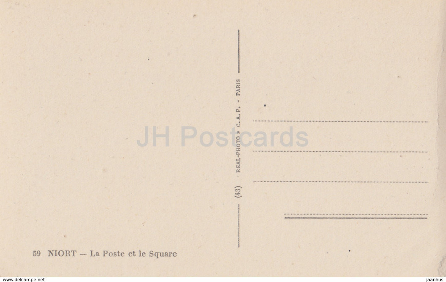 Niort - La Poste et le Square - 59 - old postcard - France - unused