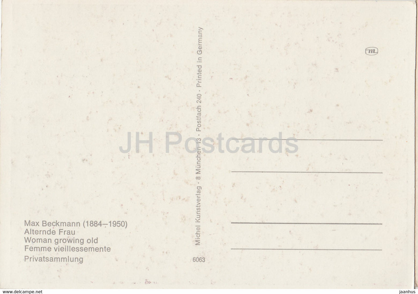 peinture de Max Beckmann - Alternde Frau - Femme vieillissante - 6063 - Art allemand - Allemagne - inutilisé