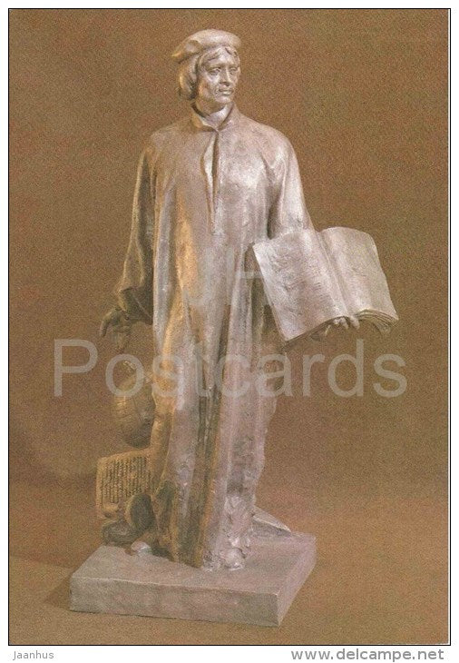 sculpture by A. Glebov - F. Scorina , belarus first printer and enlightener of Renaissance- 1986 - Belarus USSR - unused - JH Postcards