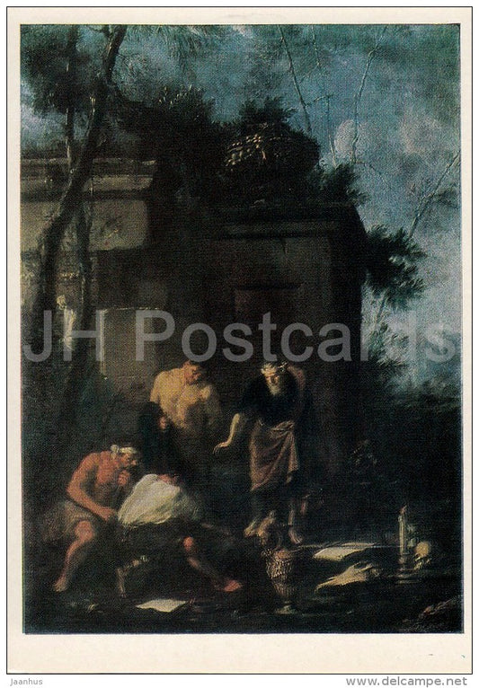 painting by Johann Heinrich Schönfeld - Treasure Hunters - German art - 1982 - Russia USSR - unused - JH Postcards