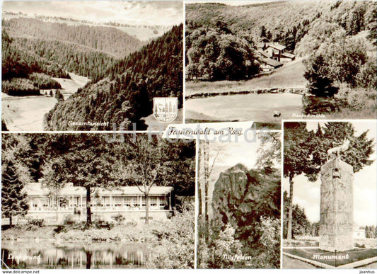 Frauenwald am Rstg - Fraubachmuhle - Lenkgrund - Tillyfelsen - Monument - old postcard - Germany DDR - unused - JH Postcards