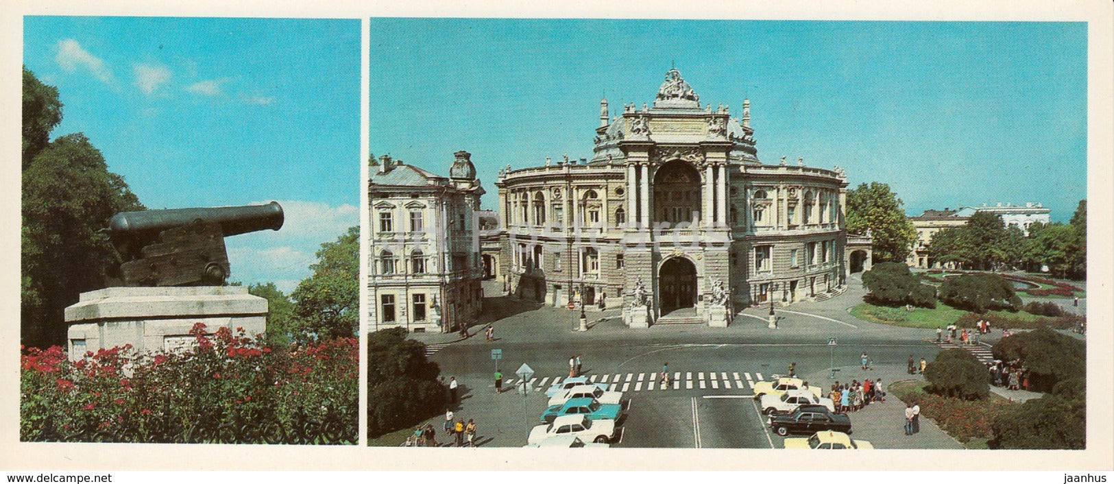 Odessa - Cannon from English frigate Tiger - Opera and Ballet Theatre - 1985 - Ukraine USSR - unused - JH Postcards