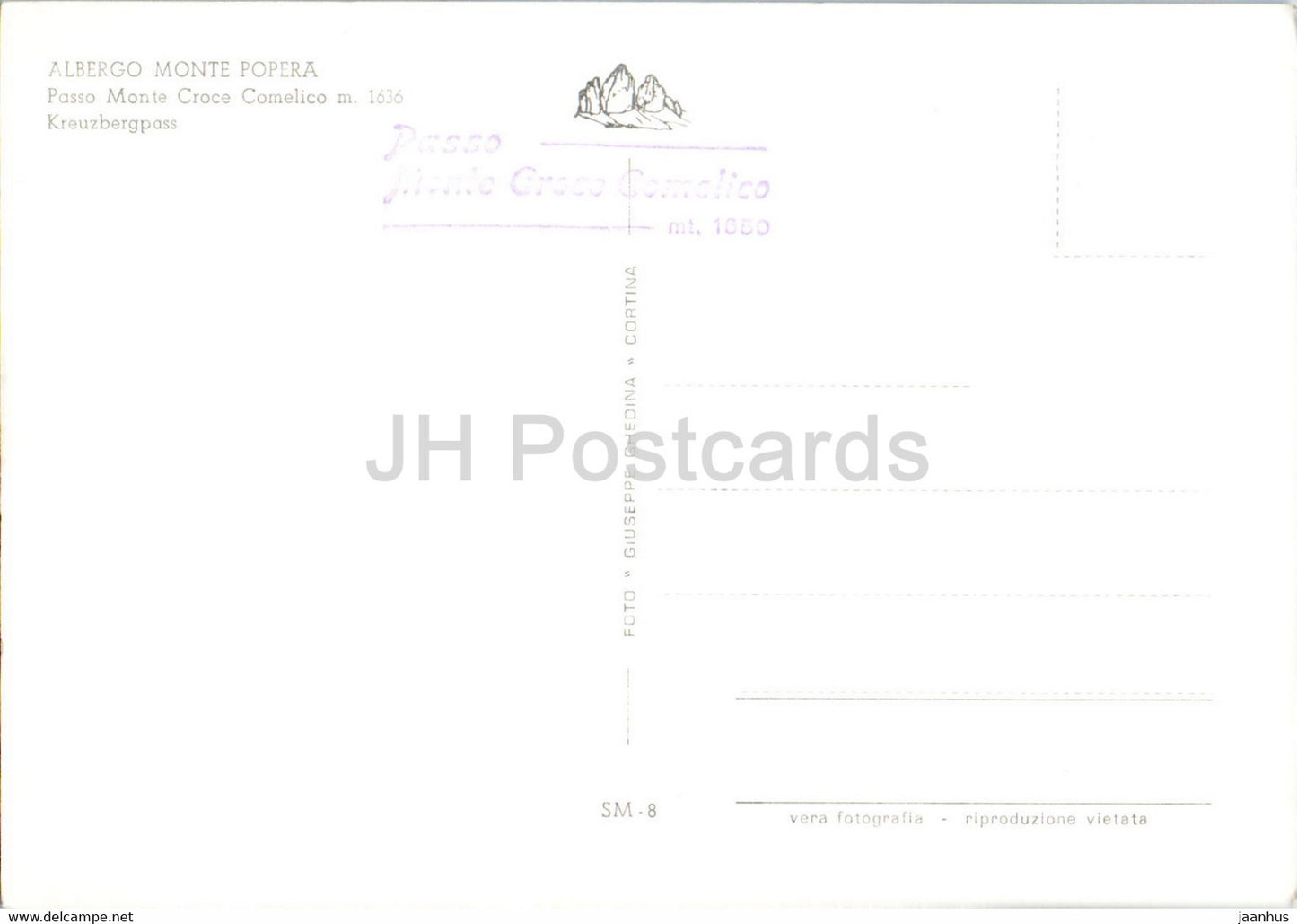 Albergo Monte Popera - Passo Monte Croce Comelico 1636 m - Kreuzbergpass - old postcard - Italy - unused