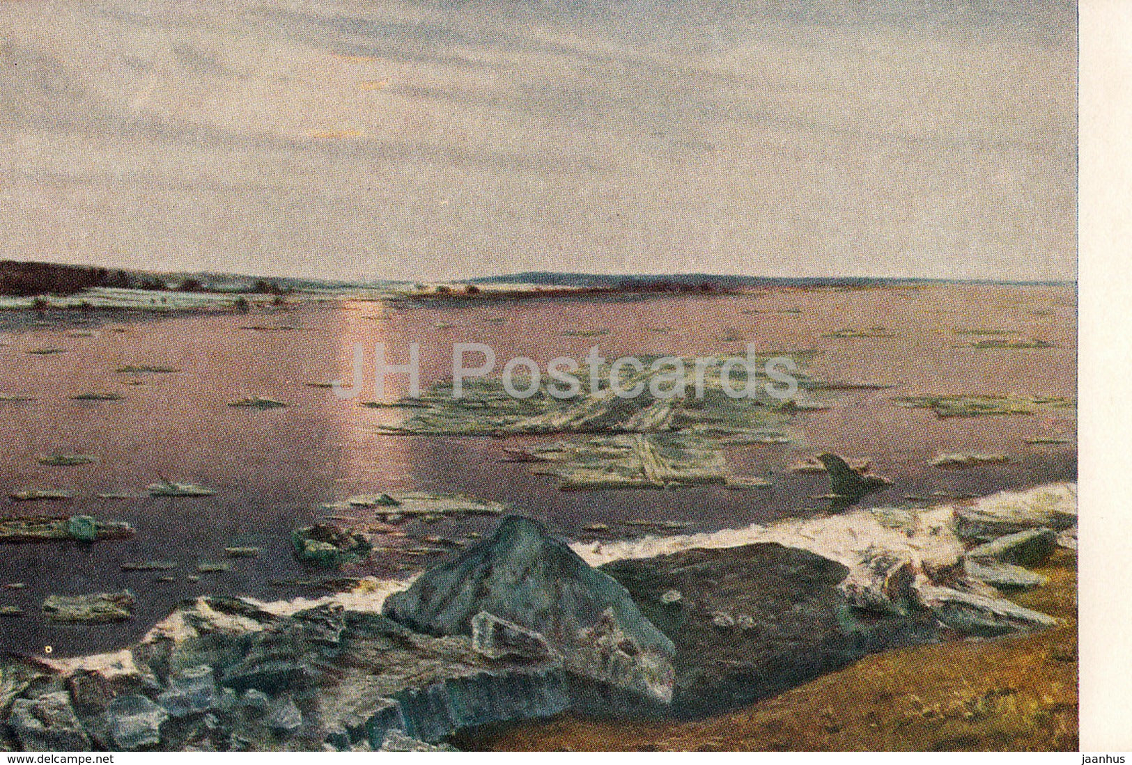 painting by N. Terpsikhorov - Ice Drift - Russian art - 1953 - Russia USSR - unused - JH Postcards